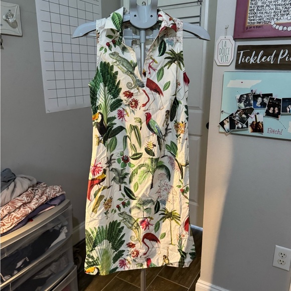 Vilagallo Green and Brown Mini Sundress Resort Wear - Picture 5 of 11